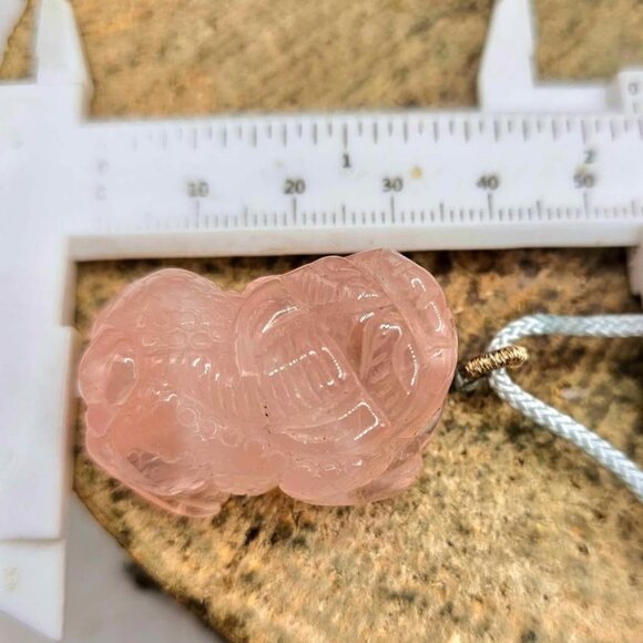 Nature Rose Quartz Pi Xiu Hand Braided Pendant Necklace - Picture 10 of 10